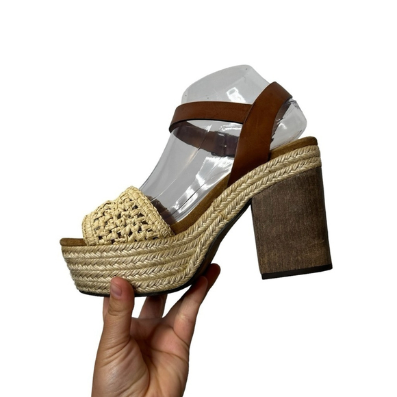 CASTAÑER Leather Colorblock Neutral Pattern Chunky Block Heel Sandals - Picture 12 of 16